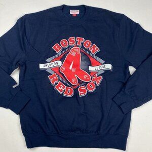 NWOT Boston Red Sox Mitchell & Ness Crewneck Sweatshirt Mens XL Blue Cotton